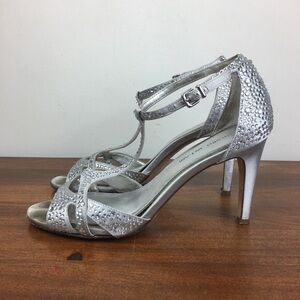 Elegant Silver Strappy Heels